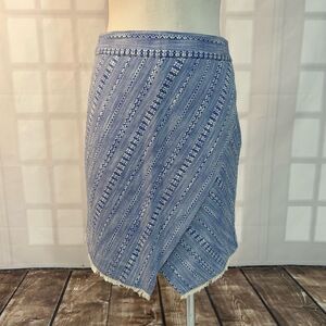 Ann Taylor Loft blue white embroidered asymmetric Pencil Skirt Size 4